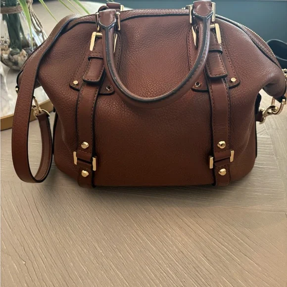 Michael Kors Tan Leather Satchel with Gold Accents - Picture 14 of 16